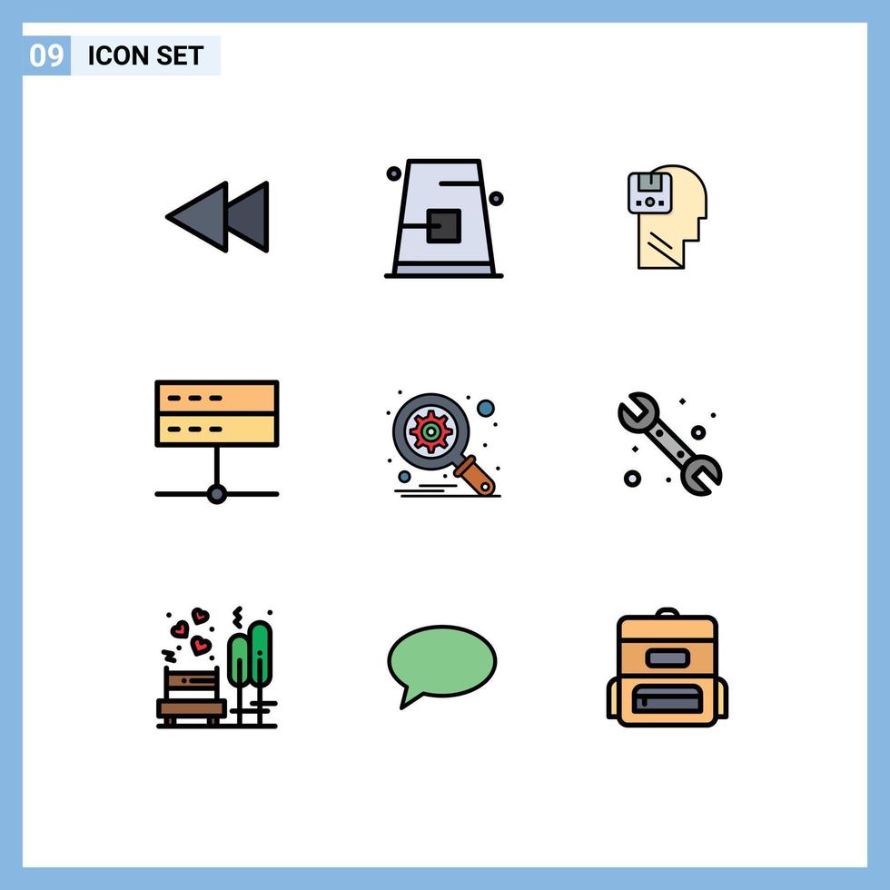 9 Creative Icons Modern Signs and Symbols of server data hat admin user Editable Vector Design Elements