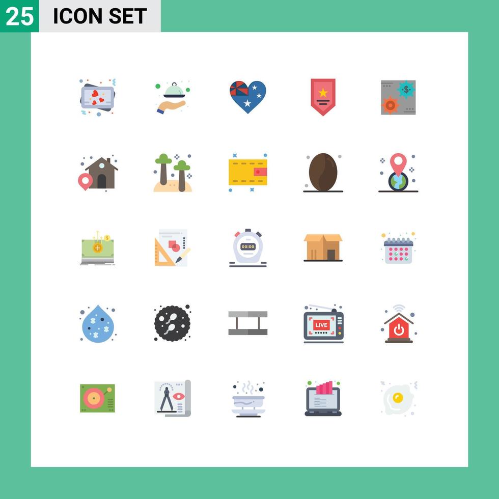 Pictogram Set of 25 Simple Flat Colors of earnings revenue country winner prize Editable Vector Design Elements