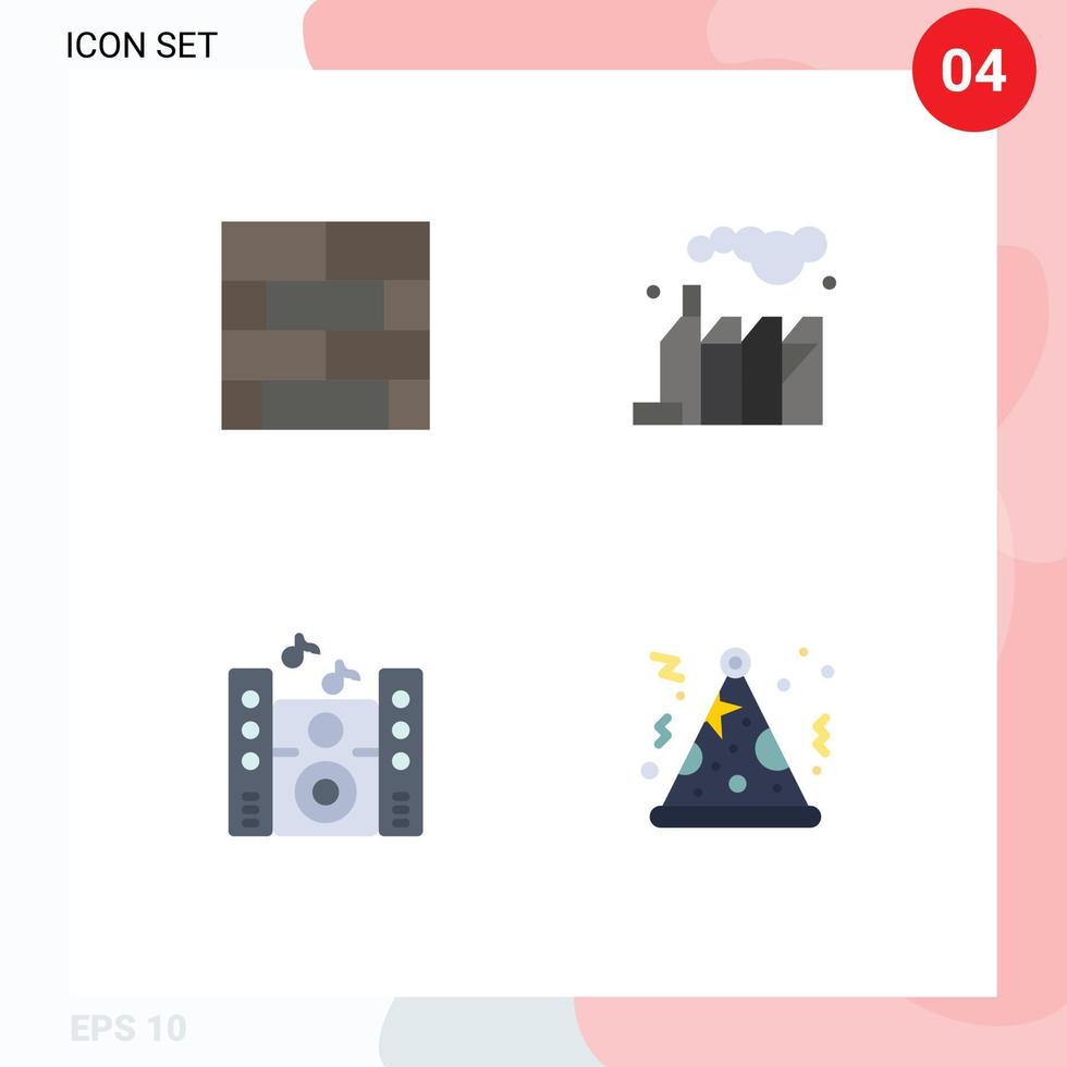 Modern Set of 4 Flat Icons and symbols such as bricks layout speaker strategy factory party Editable Vector Design Elements