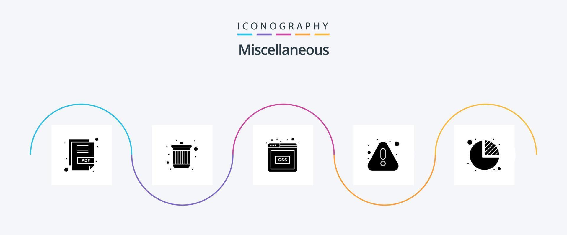 paquete de iconos de glifo 5 misceláneo que incluye pastel. código. advertencia. error vector