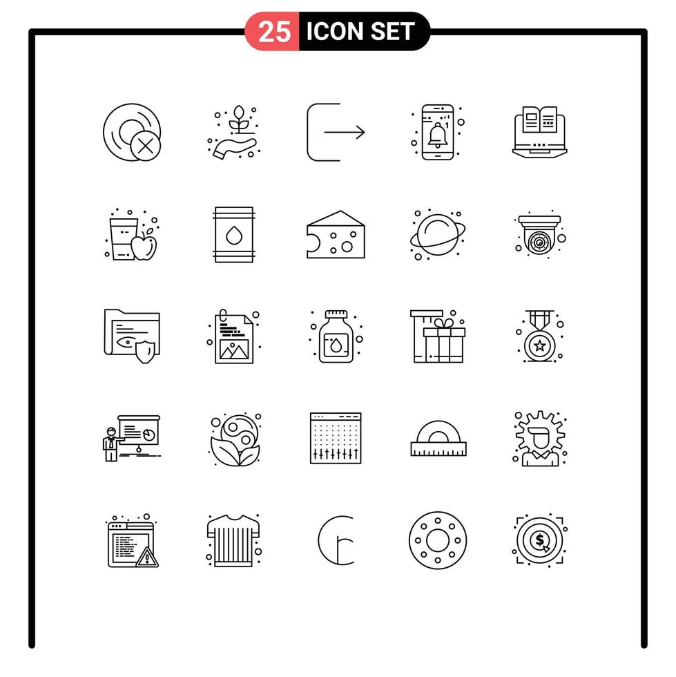 Pack of 25 creative Lines of computer user biology notification app Editable Vector Design Elements