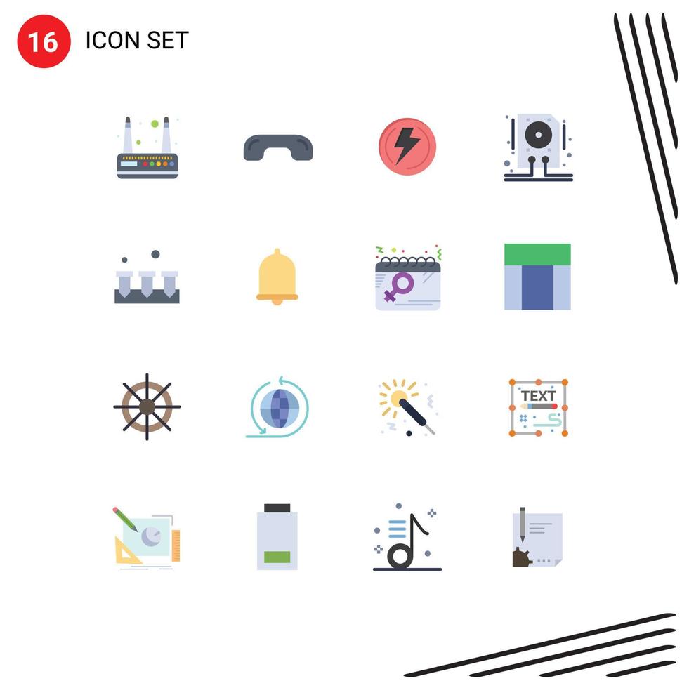 Universal Icon Symbols Group of 16 Modern Flat Colors of screw hdd bolt drive power Editable Pack of Creative Vector Design Elements