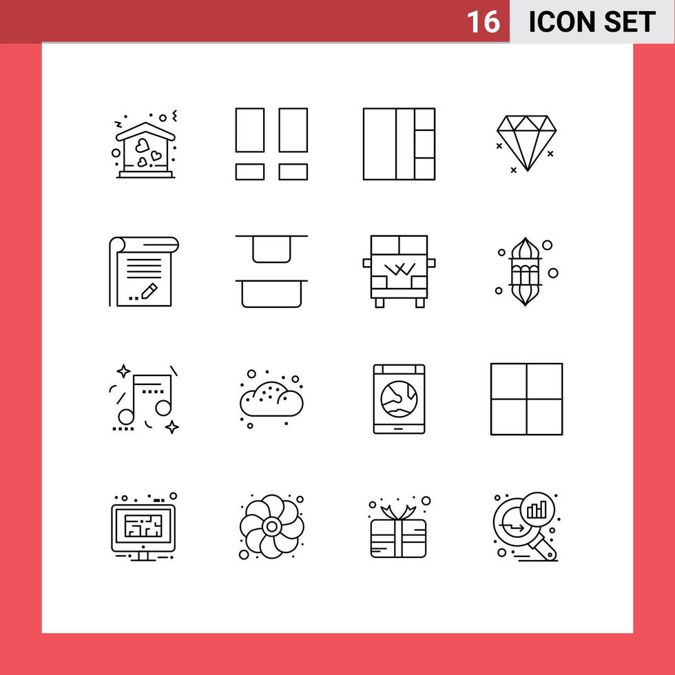 16 Creative Icons Modern Signs and Symbols of distribute note grid knowledge document Editable Vector Design Elements
