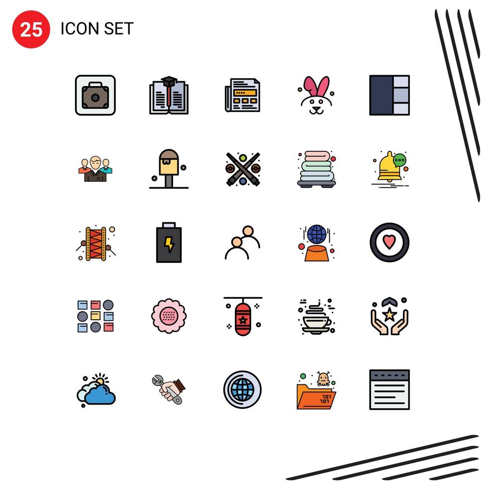 Set of 25 Modern UI Icons Symbols Signs for business layout ad grid easter Editable Vector Design Elements