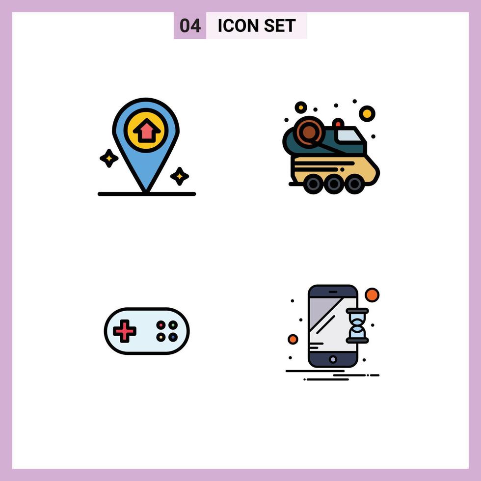 Stock Vector Icon Pack of 4 Line Signs and Symbols for map bandage automobile spacecraft device Editable Vector Design Elements