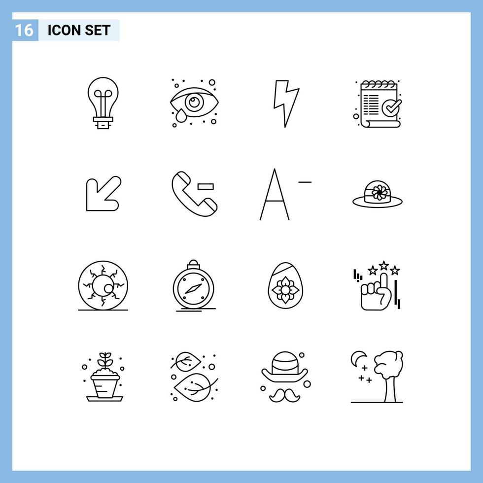 16 Creative Icons Modern Signs and Symbols of left arrow power ok list Editable Vector Design Elements
