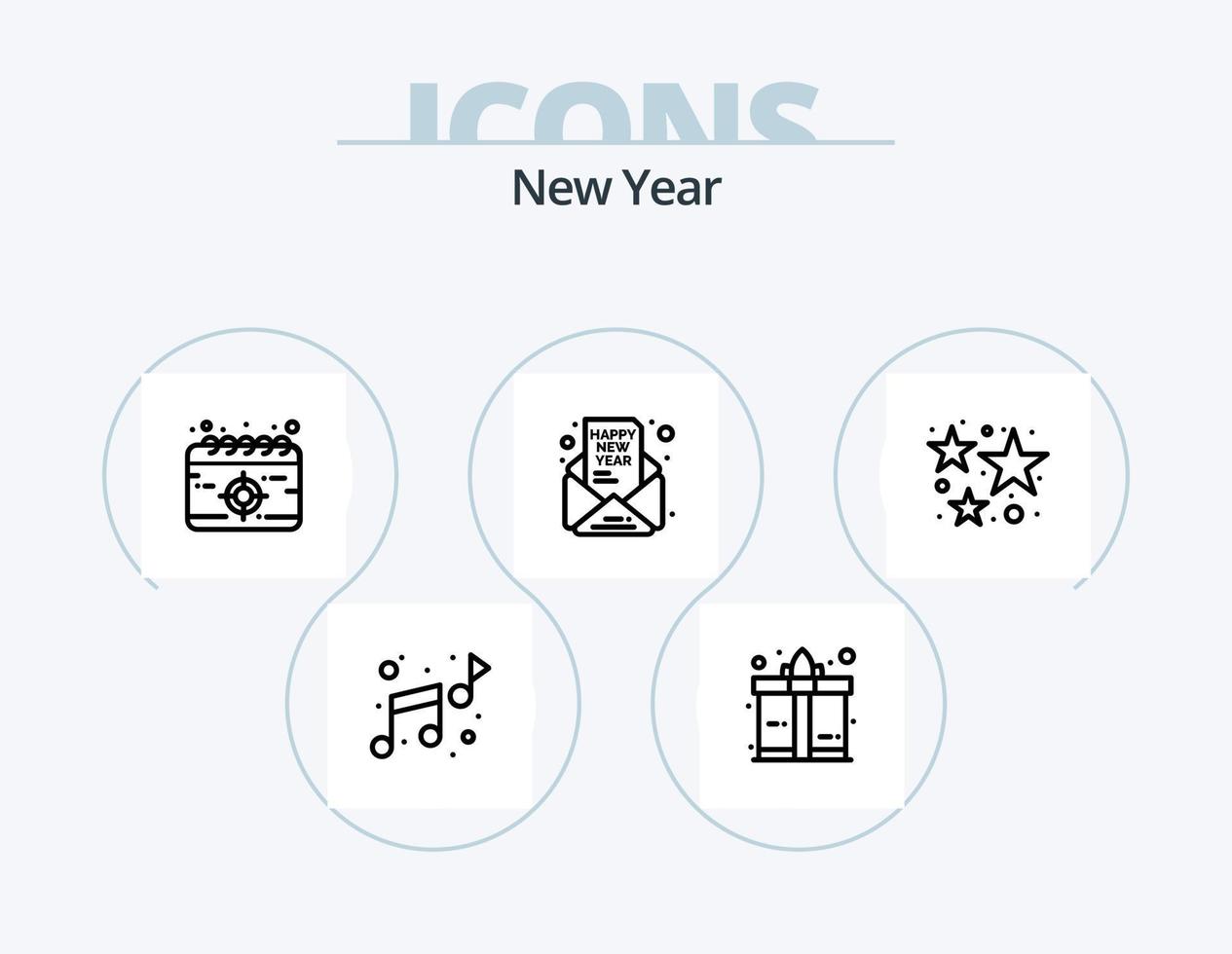 New Year Line Icon Pack 5 Icon Design. mic. stars. fire. fireworks. firecracker vector