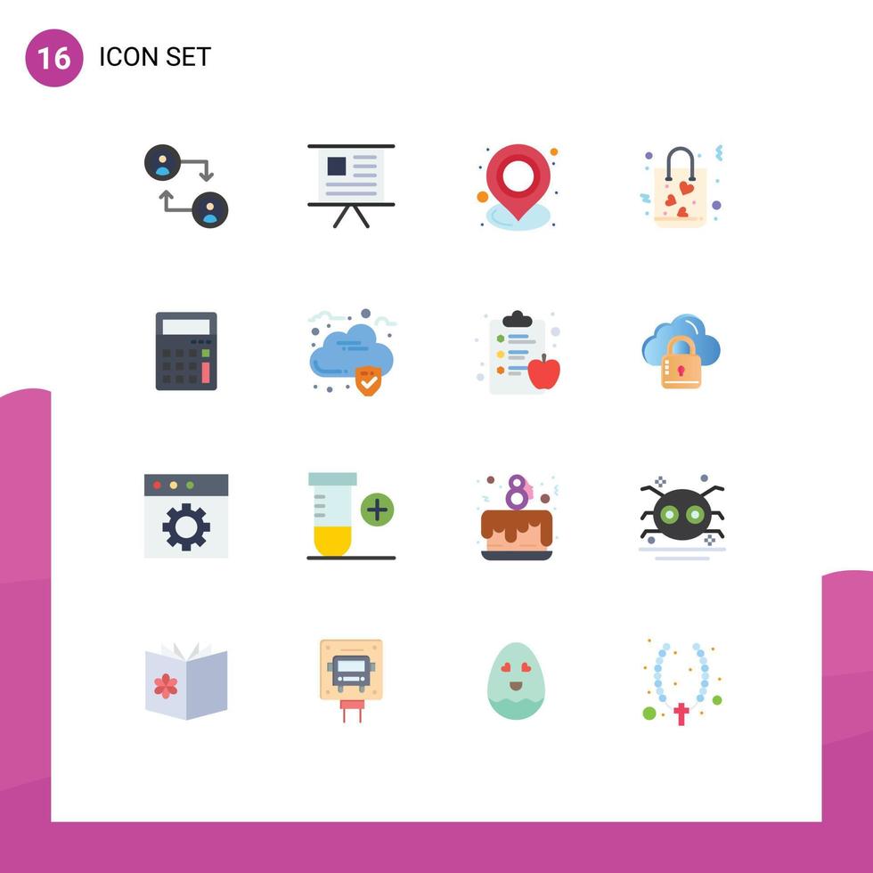 Modern Set of 16 Flat Colors and symbols such as calculator love holder gift point Editable Pack of Creative Vector Design Elements