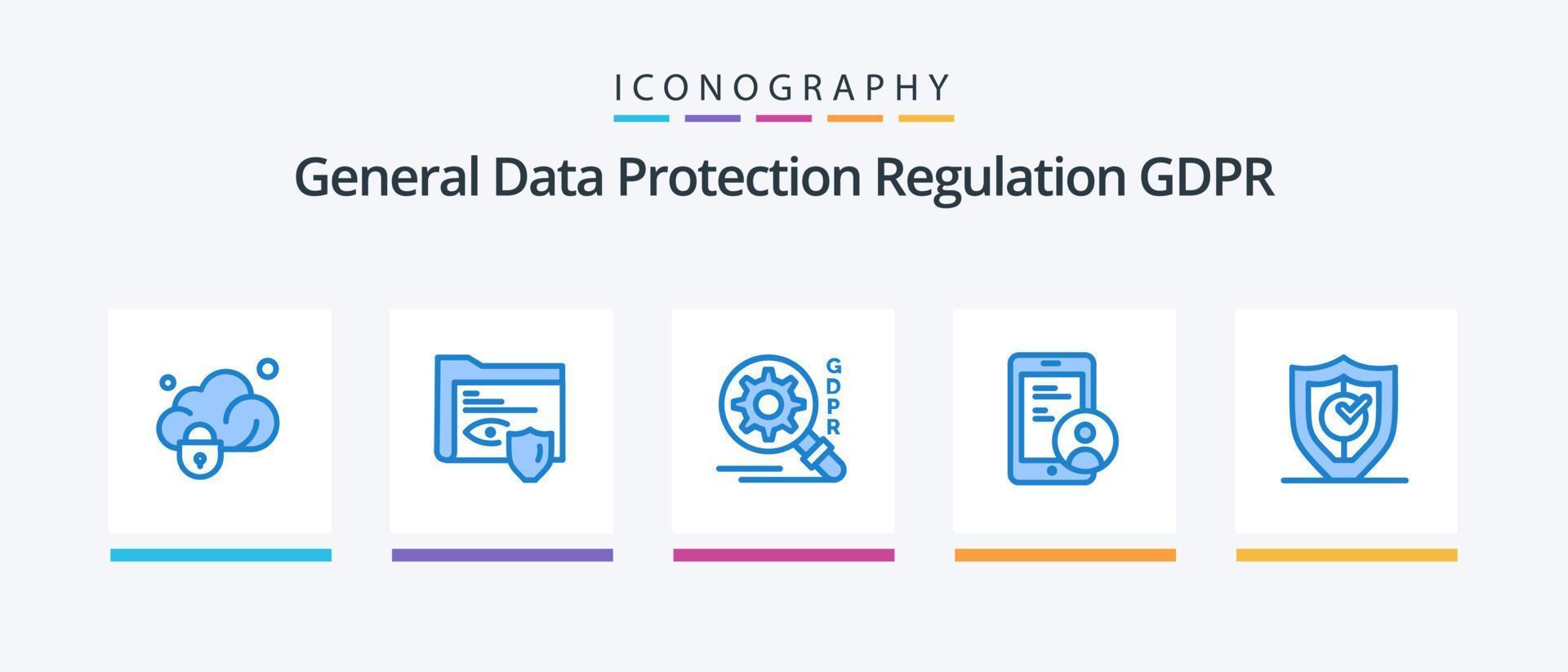 paquete de iconos gdpr blue 5 que incluye protección. gdpr. gdpr. usuario. seguro. diseño de iconos creativos vector