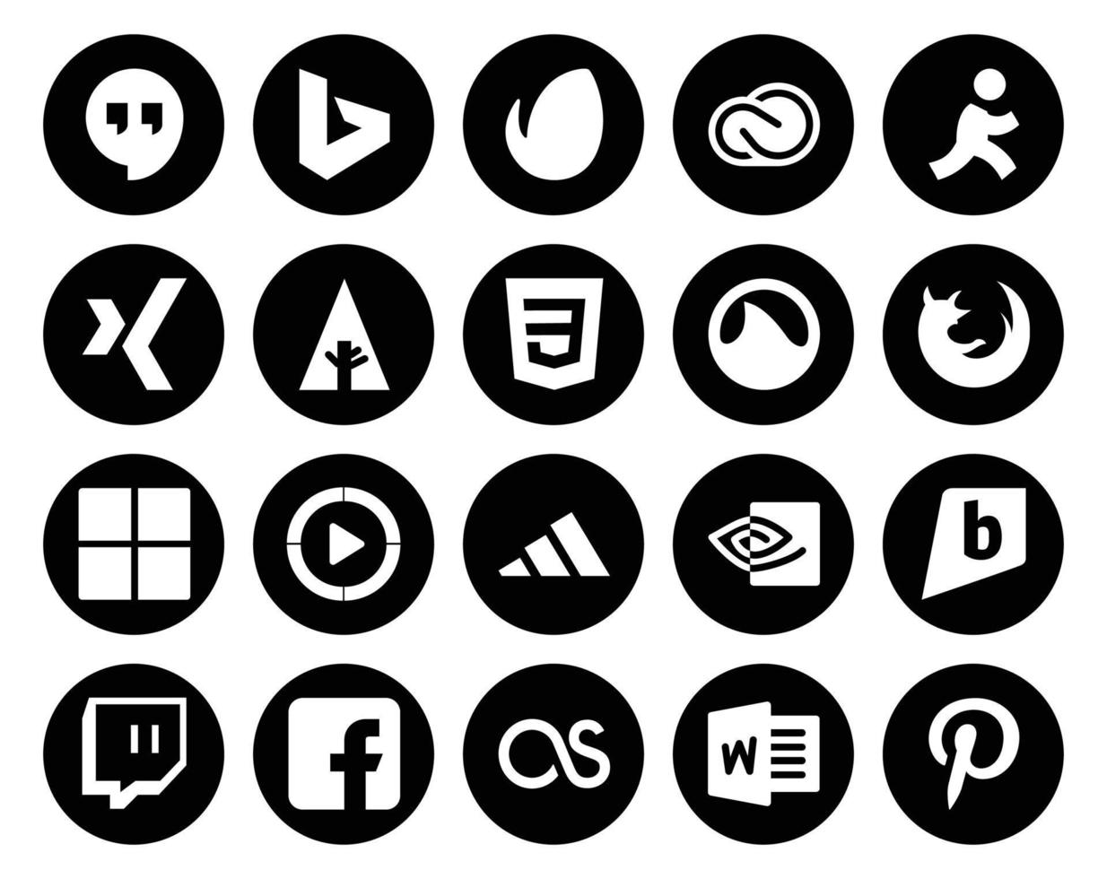 20 Social Media Icon Pack Including nvidia video forrst windows media player browser vector