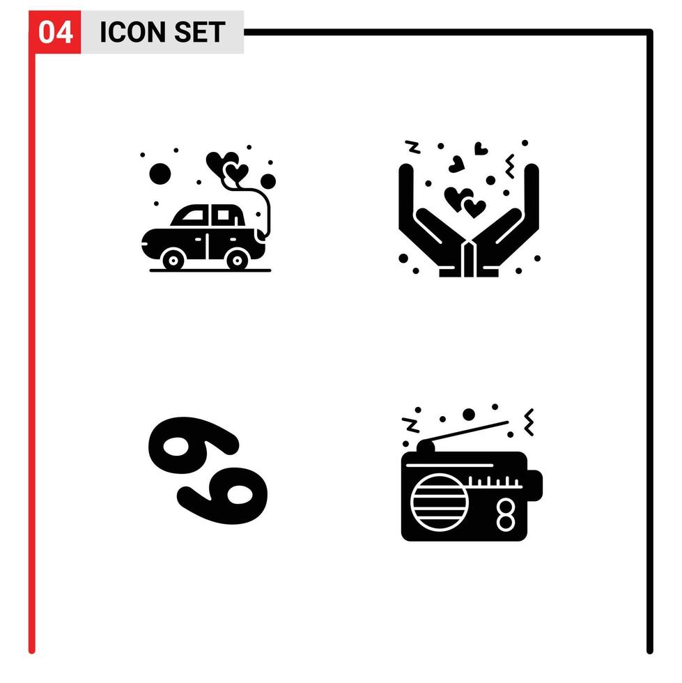 Pictogram Set of Simple Solid Glyphs of car cancer romance hands greece Editable Vector Design Elements