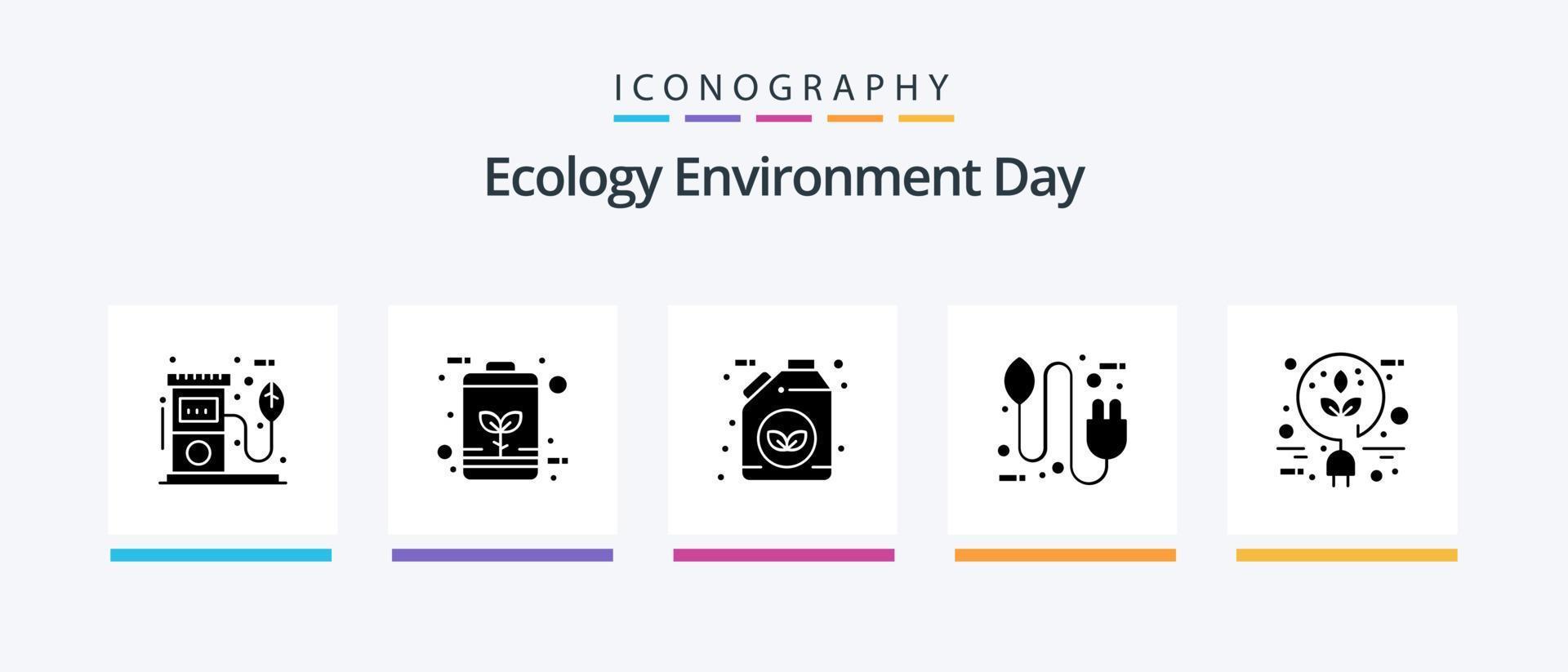 paquete de iconos de glifo ecológico 5 que incluye electricidad. concepto. energía. biografía gasolina. diseño de iconos creativos vector