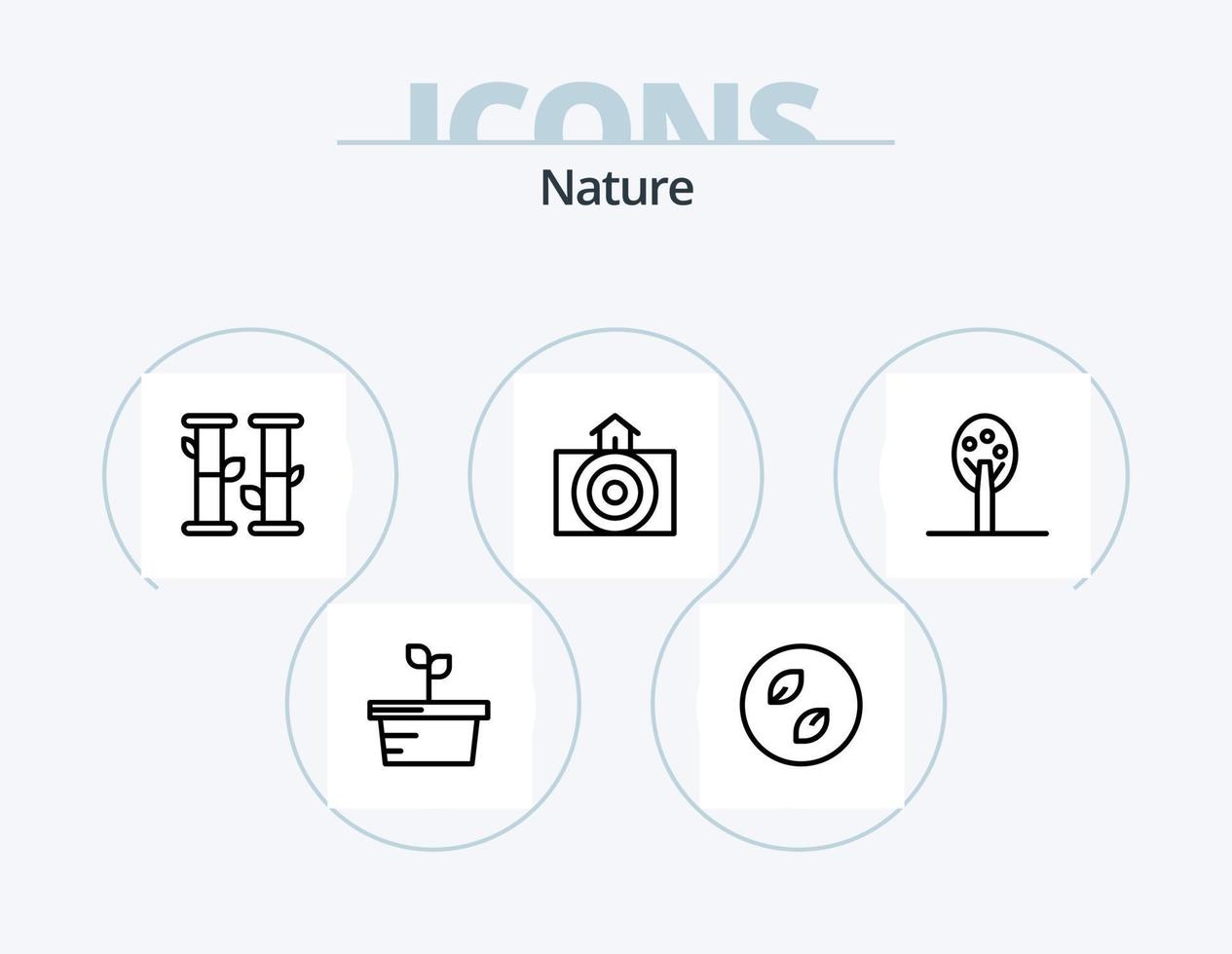 paquete de iconos de línea natural 5 diseño de iconos. árbol. naturaleza. naturaleza. entretenimiento. tormenta vector