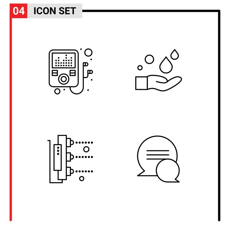 Set of 4 Modern UI Icons Symbols Signs for device scanner hand factory conversation Editable Vector Design Elements