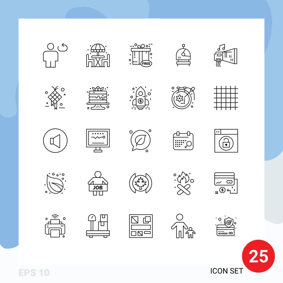 conjunto de 25 iconos de interfaz de usuario modernos signos de símbolos para elementos de diseño vectorial editables de caja de regalo de casco de mesa espacial blaster vector