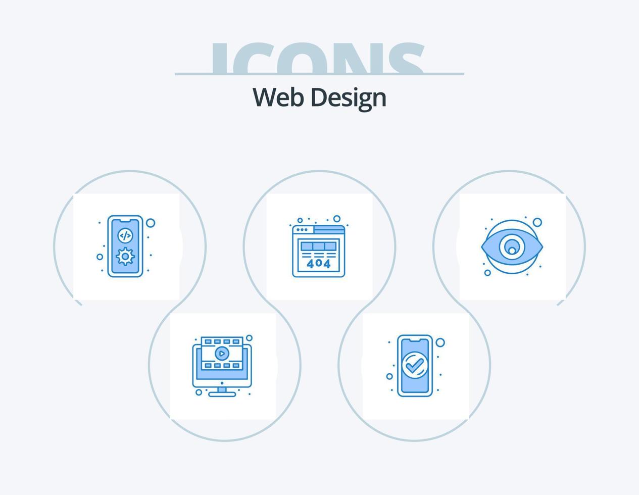 Web Design Blue Icon Pack 5 Icon Design. server. http. access. error. mobile vector