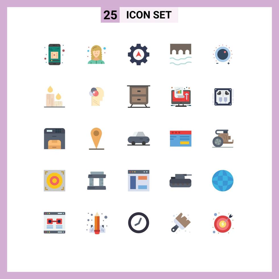 Set of 25 Modern UI Icons Symbols Signs for gain audio cursor river historic Editable Vector Design Elements