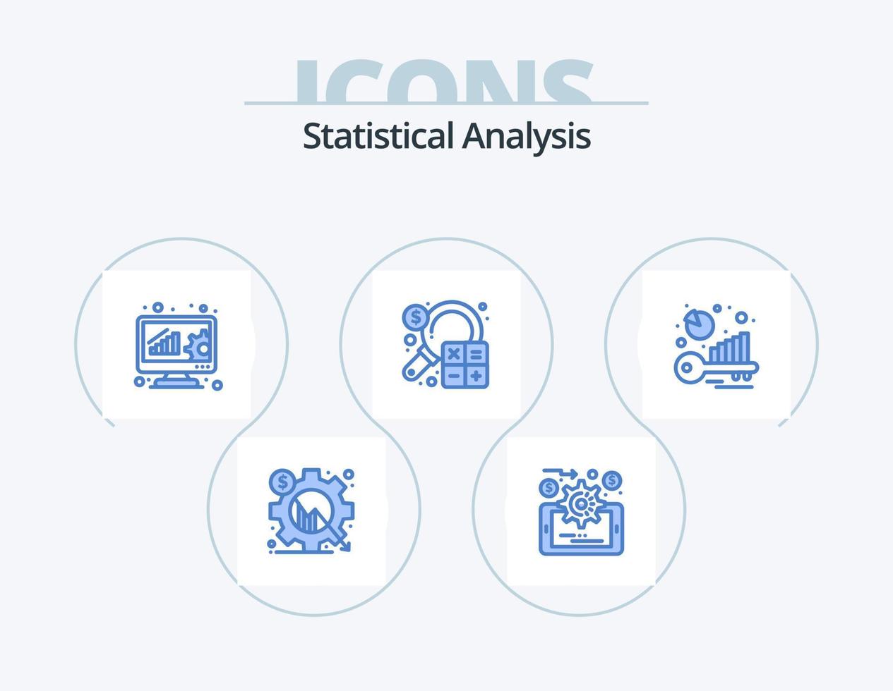 análisis estadístico icono azul paquete 5 diseño de iconos. punto de referencia. Finanzas. análisis. negocio. contabilidad vector