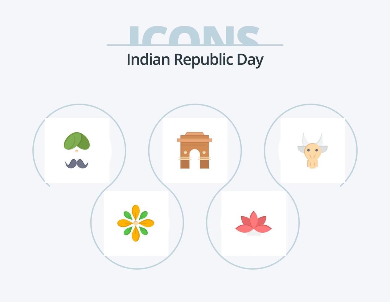 Indian Republic Day Flat Icon Pack 5 Icon Design. culture. person. lotus. people. indian vector