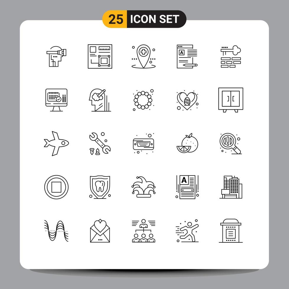Pack of 25 creative Lines of report article web news medical Editable Vector Design Elements