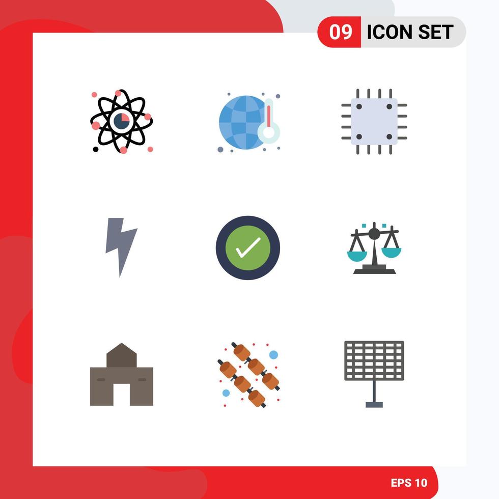 Modern Set of 9 Flat Colors Pictograph of layout power world twitter gadget Editable Vector Design Elements