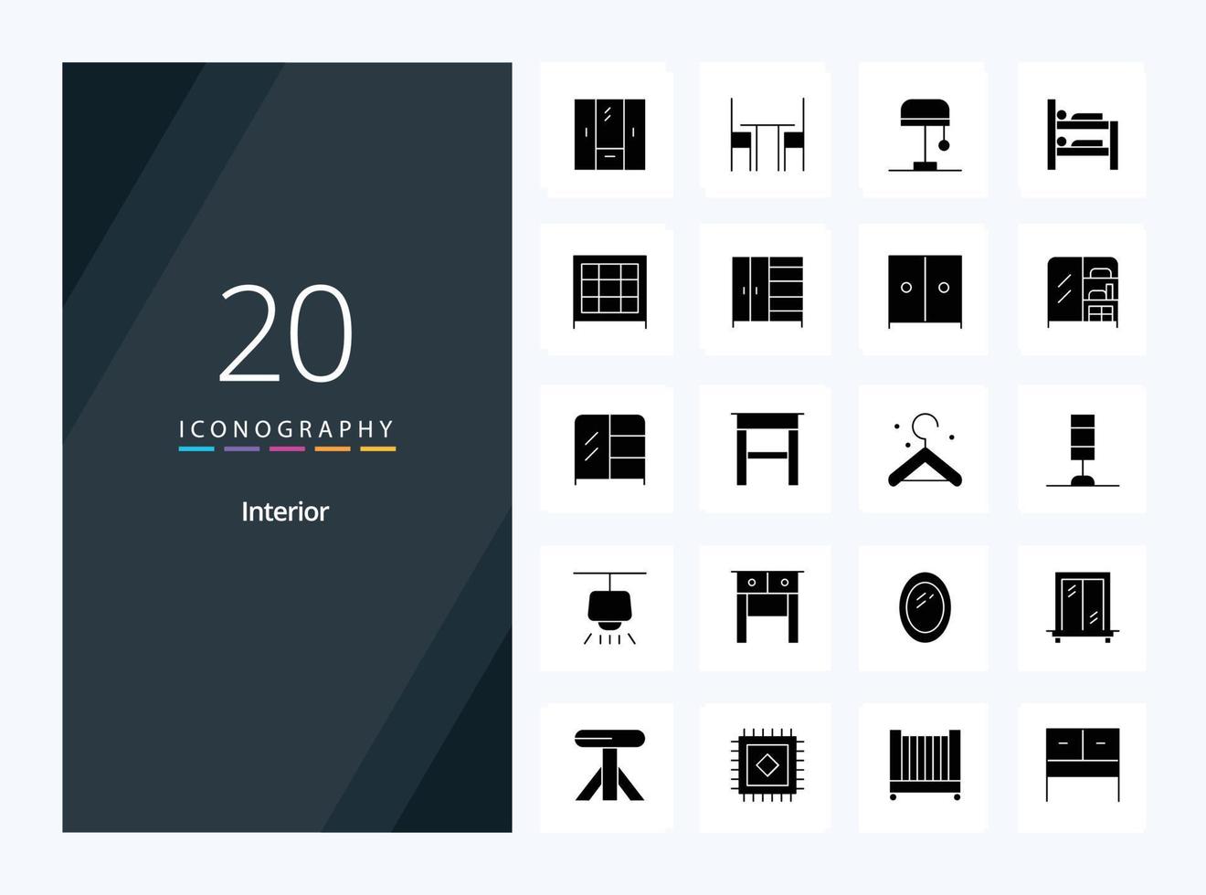 20 Interior Solid Glyph icon for presentation vector