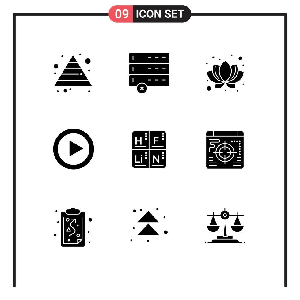 Set of 9 Modern UI Icons Symbols Signs for business medical plant elements periodic Editable Vector Design Elements