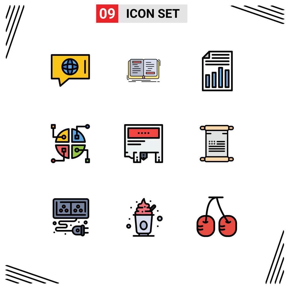 Pictogram Set of 9 Simple Filledline Flat Colors of ad network theory construction report Editable Vector Design Elements