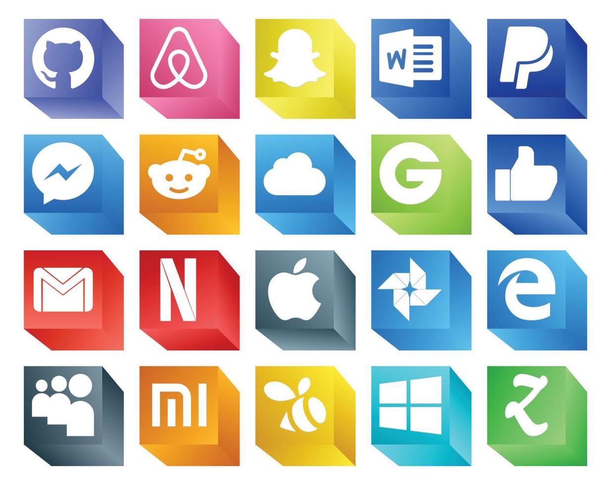 paquete de 20 íconos de redes sociales que incluye myspace photo groupon apple mail vector