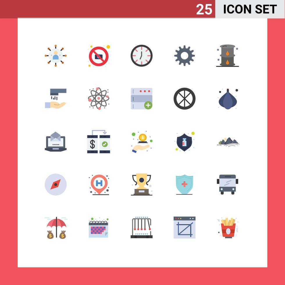 25 iconos creativos signos y símbolos modernos de configuración de fotografía de energía de gas cogs elementos de diseño vectorial editables vector