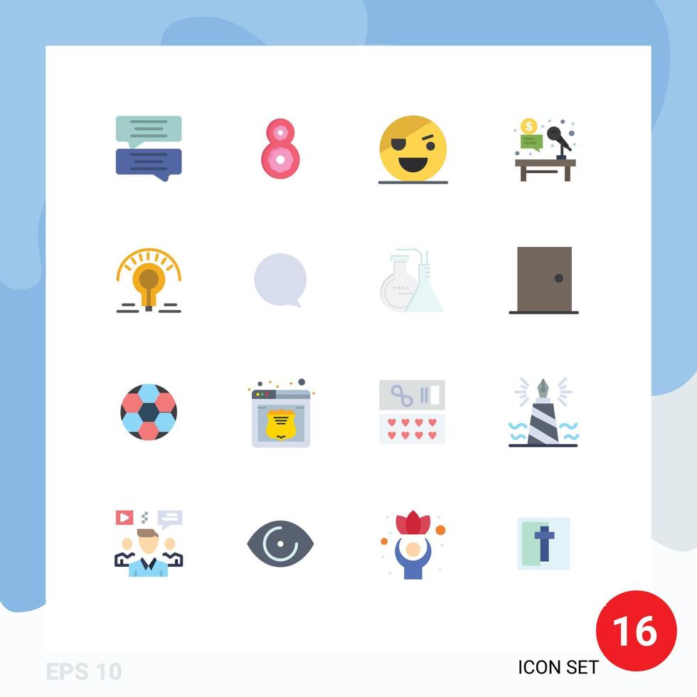 Pack of 16 creative Flat Colors of light job monster hammer auction Editable Pack of Creative Vector Design Elements
