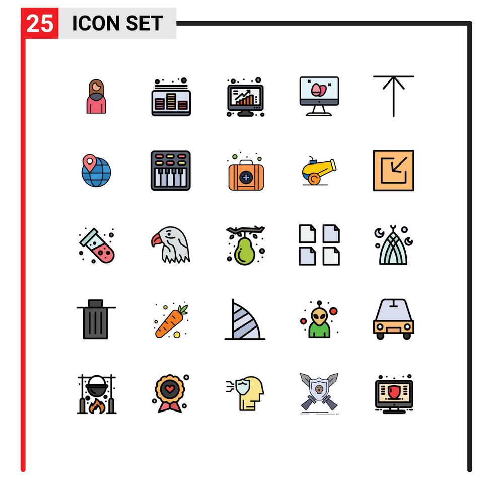 Set of 25 Modern UI Icons Symbols Signs for easter screen sound monitor poll Editable Vector Design Elements