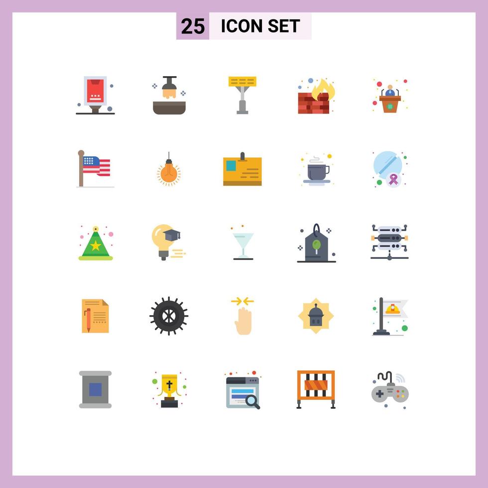 Set of 25 Modern UI Icons Symbols Signs for employee wall salon security fire Editable Vector Design Elements