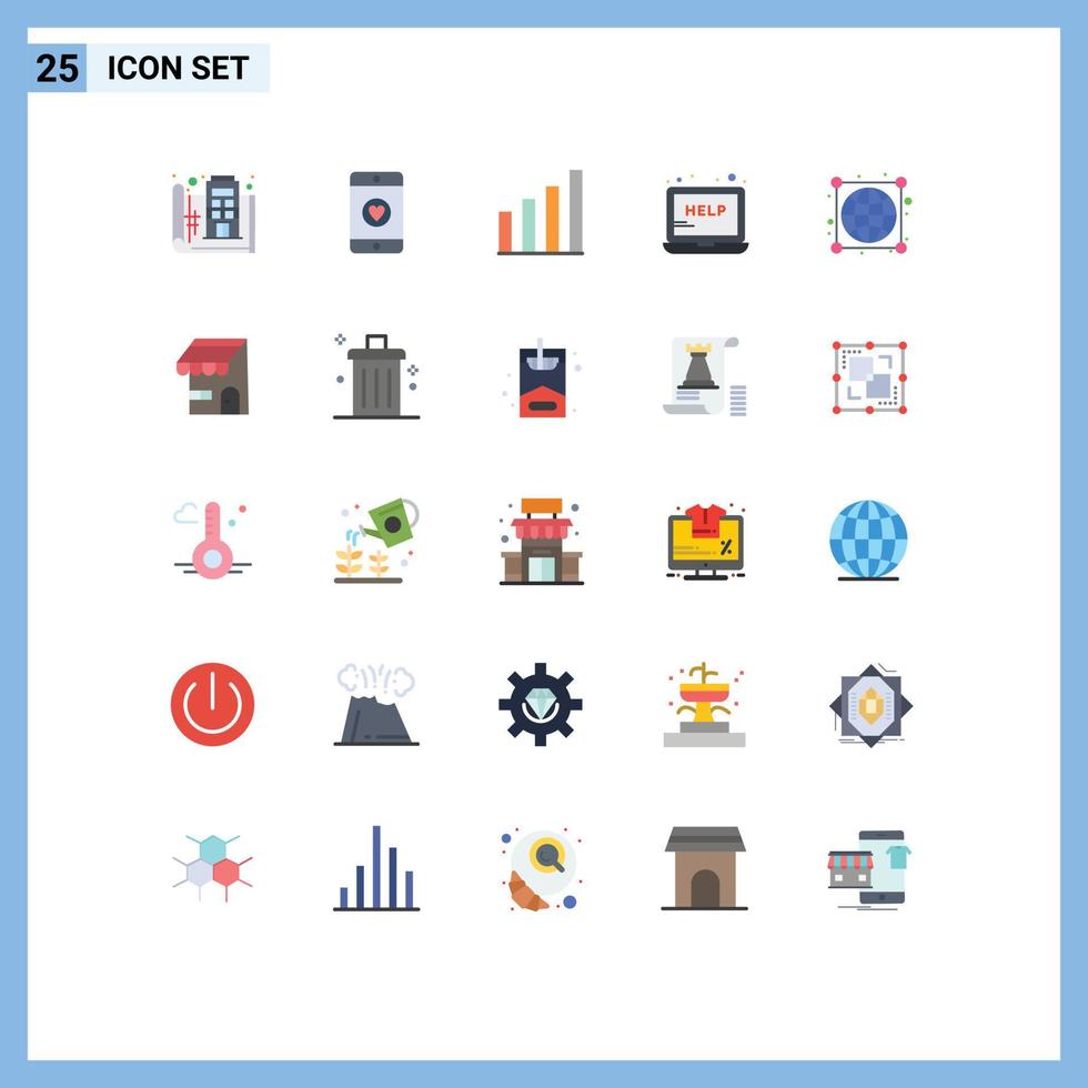 25 iconos creativos signos y símbolos modernos del servicio analítico de soporte global ayudan a elementos de diseño vectorial editables vector