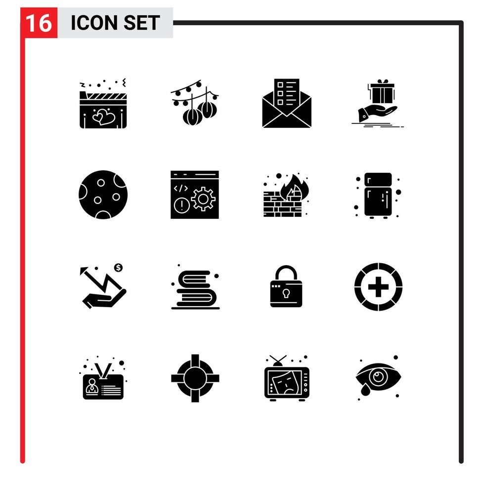 paquete de iconos de vector de stock de 16 signos y símbolos de línea para la idea de negocio de cumpleaños de la luna elementos de diseño de vector editables sorpresa