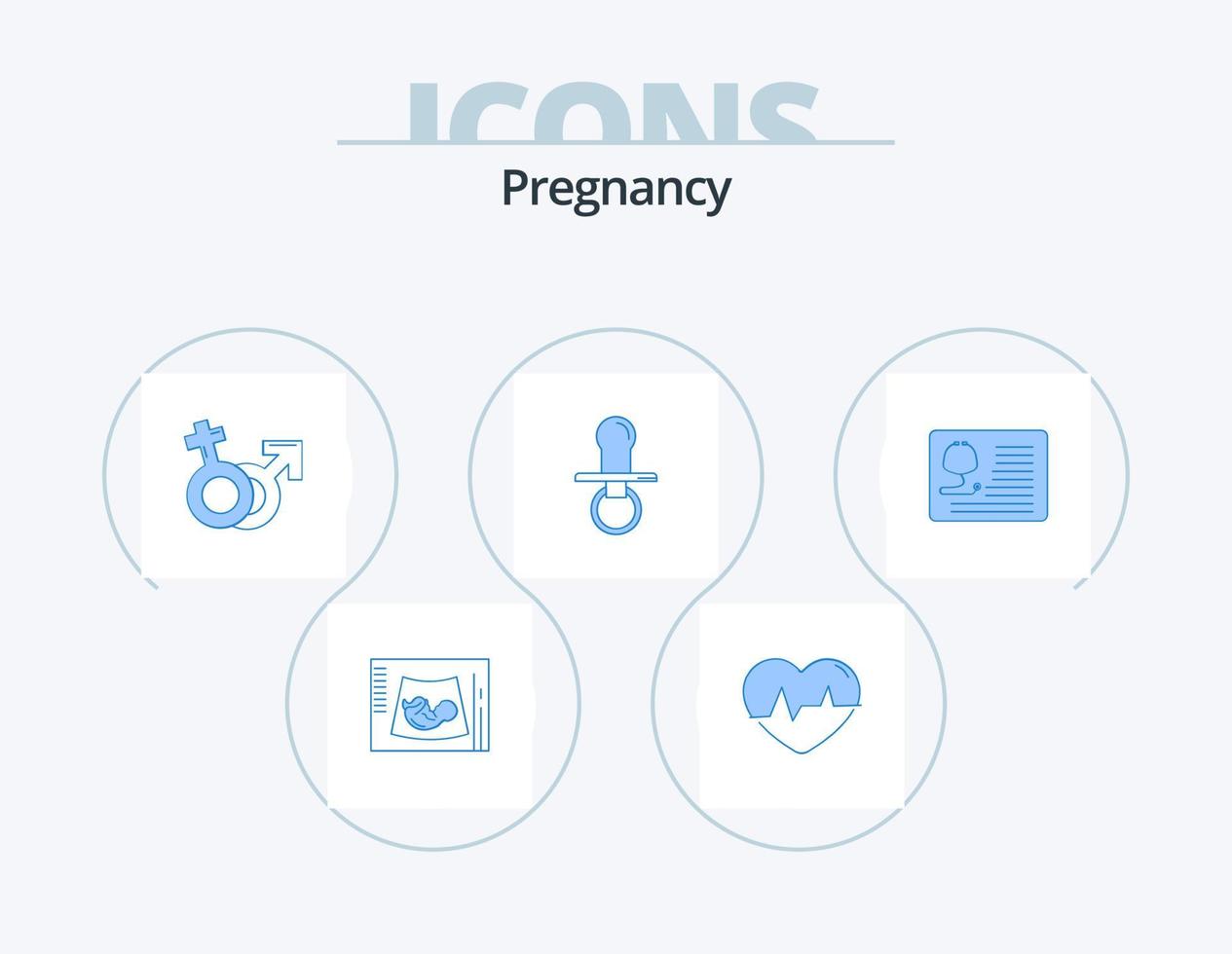 paquete de iconos azul de embarazo 5 diseño de iconos. tonto. pezón. legumbres. femenino. Marte vector