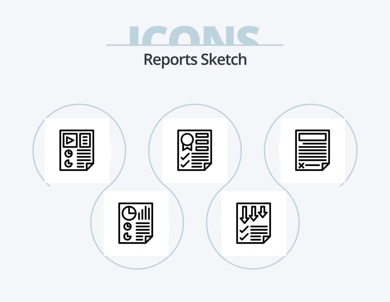 Reports Sketch Line Icon Pack 5 Icon Design. page. analytics. paper. seo. page vector
