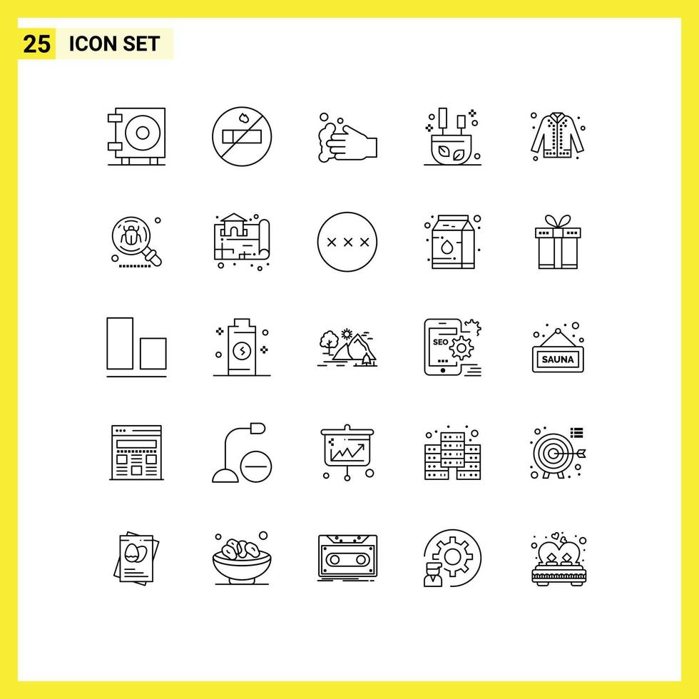 Universal Icon Symbols Group of 25 Modern Lines of eid fashion wash coat sticks Editable Vector Design Elements