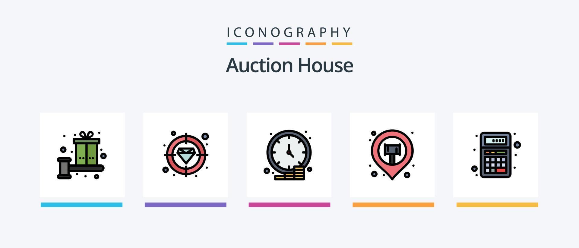 Auction Line Filled 5 Icon Pack Including greek. bust. wine. artifact. judge. Creative Icons Design vector