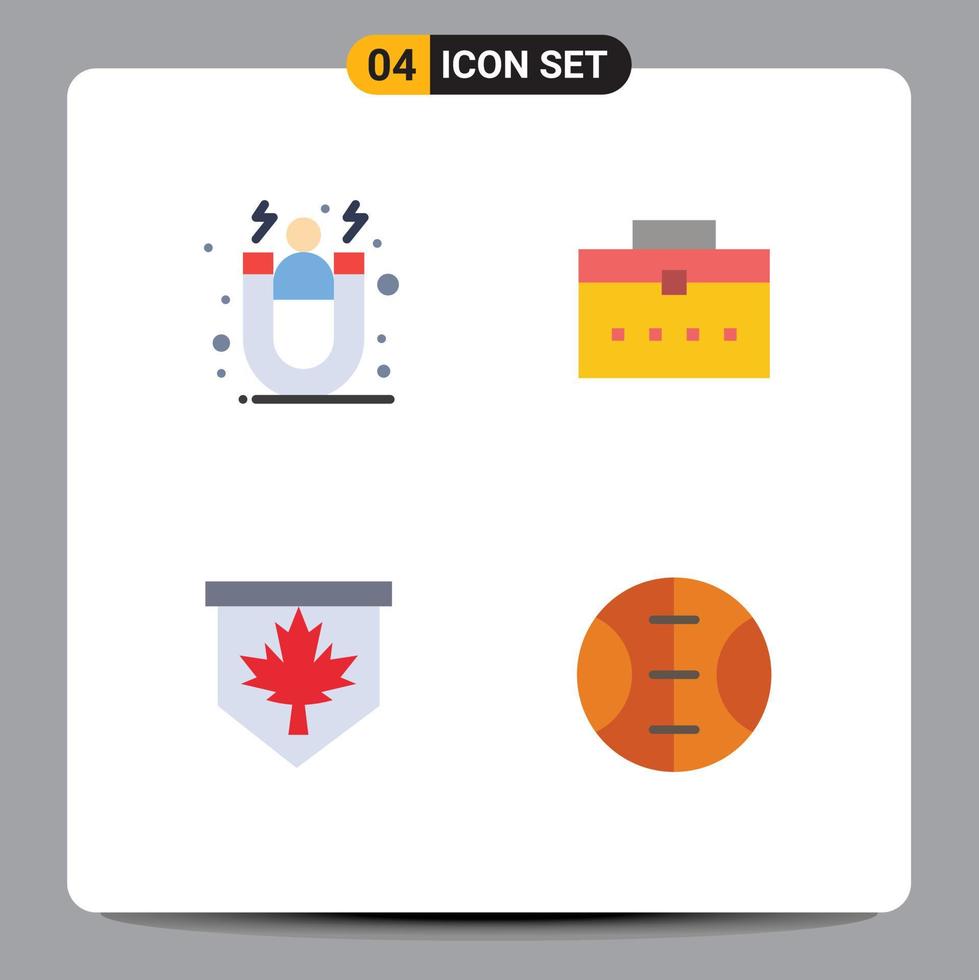 Pack of 4 Modern Flat Icons Signs and Symbols for Web Print Media such as acquisition leaf customer retention user sign Editable Vector Design Elements