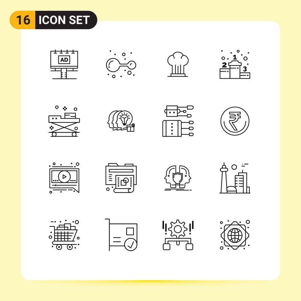 16 Creative Icons Modern Signs and Symbols of ambulance position lab achievement hat Editable Vector Design Elements