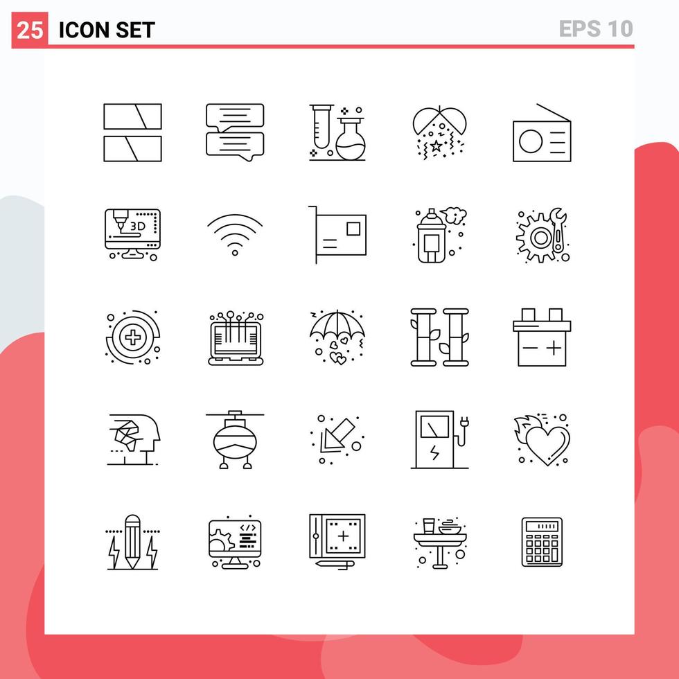 25 Creative Icons Modern Signs and Symbols of radio devices flasks party celebration Editable Vector Design Elements