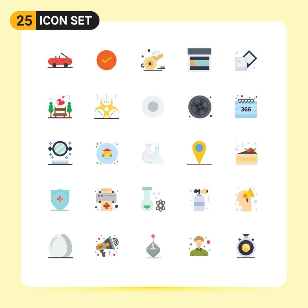 Pack of 25 Modern Flat Colors Signs and Symbols for Web Print Media such as process website referee web layout Editable Vector Design Elements