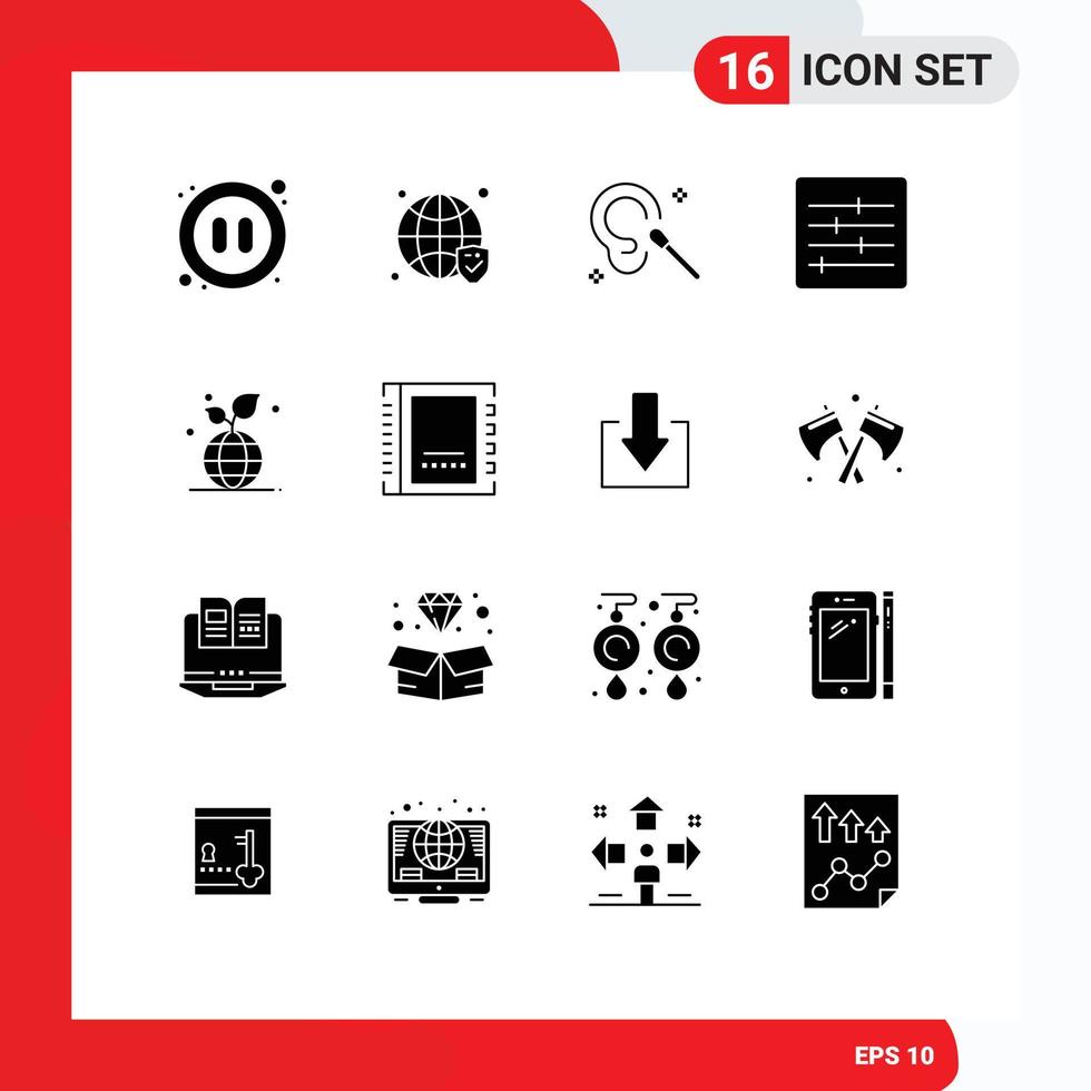 Stock Vector Icon Pack of 16 Line Signs and Symbols for friendly growth buds options control Editable Vector Design Elements