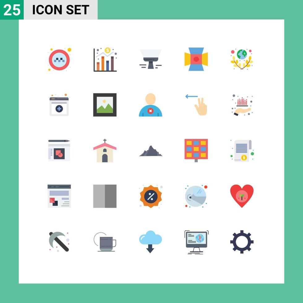 Paquete de 25 colores planos de interfaz de usuario de signos y símbolos modernos de elementos de diseño vectorial editables con luz de fotografía de pincel de estudio verde vector