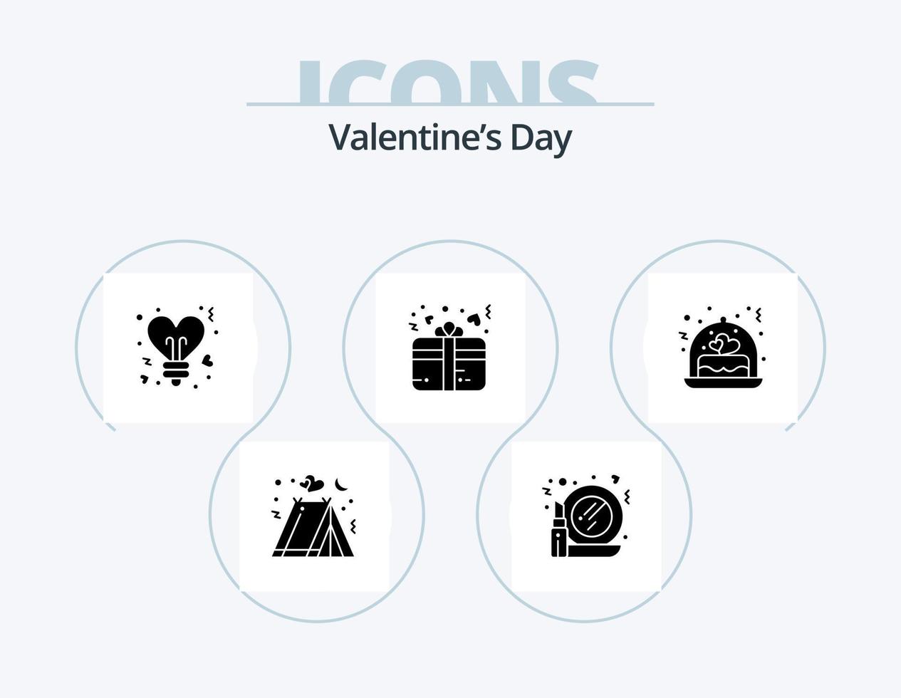 paquete de iconos de glifos del día de san valentín 5 diseño de iconos. amar. corazón. bulbo. regalo. regalo vector