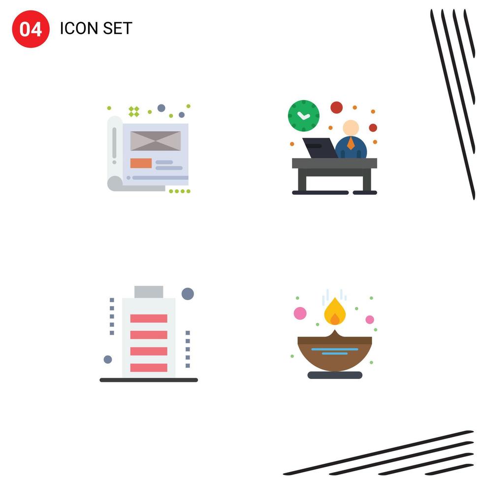 Group of 4 Modern Flat Icons Set for art reception document front charge Editable Vector Design Elements