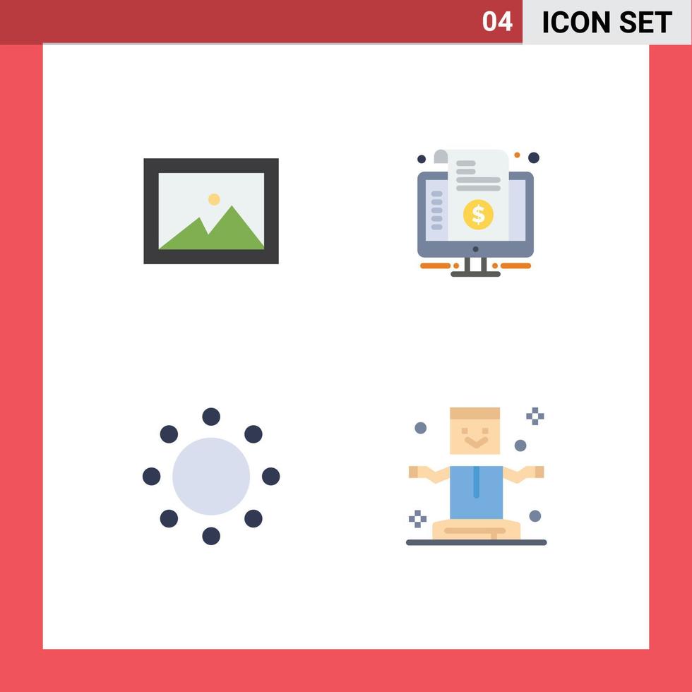 Mobile Interface Flat Icon Set of 4 Pictograms of album sign bill price symbols Editable Vector Design Elements