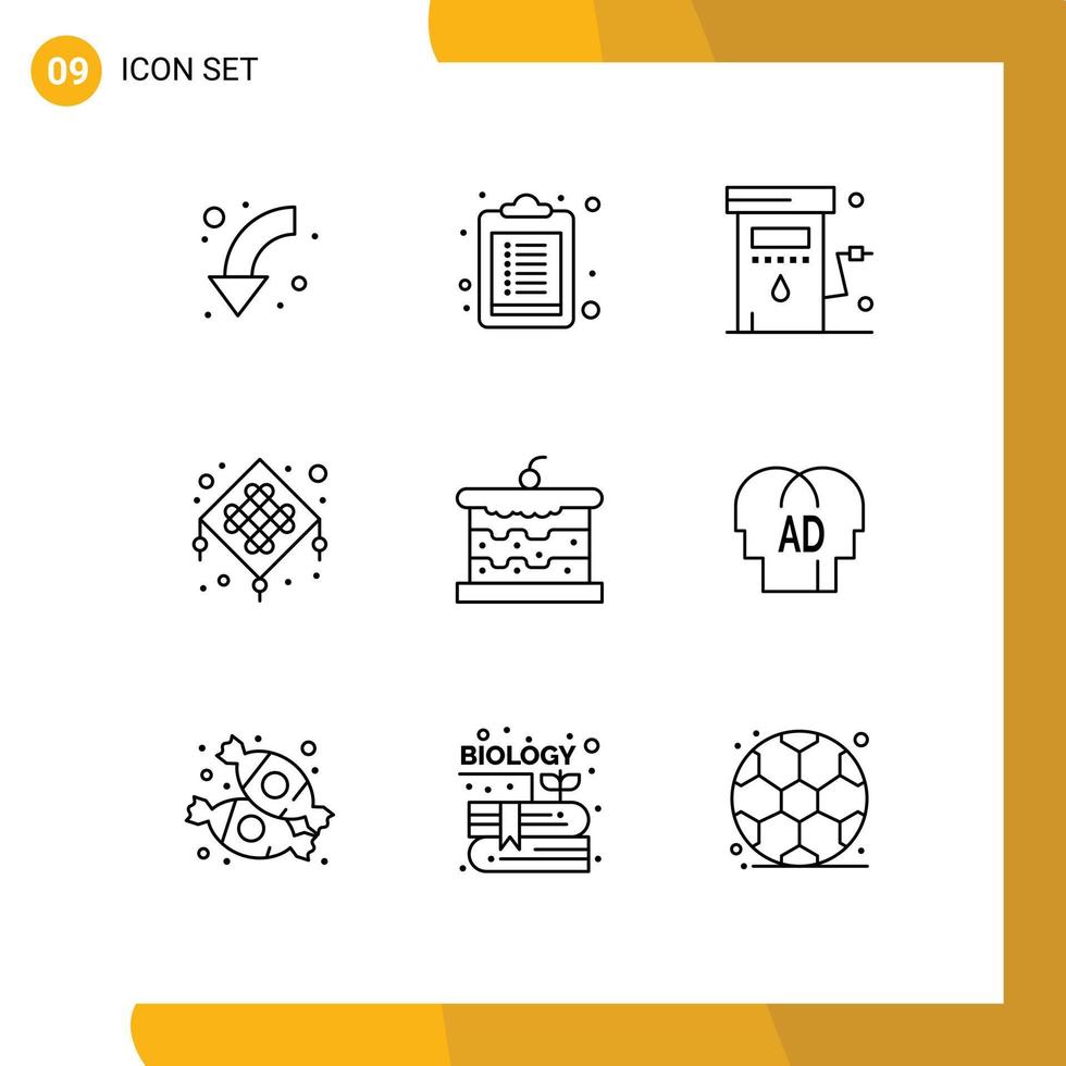 9 Outline concept for Websites Mobile and Apps bakery new year energy lantern station Editable Vector Design Elements