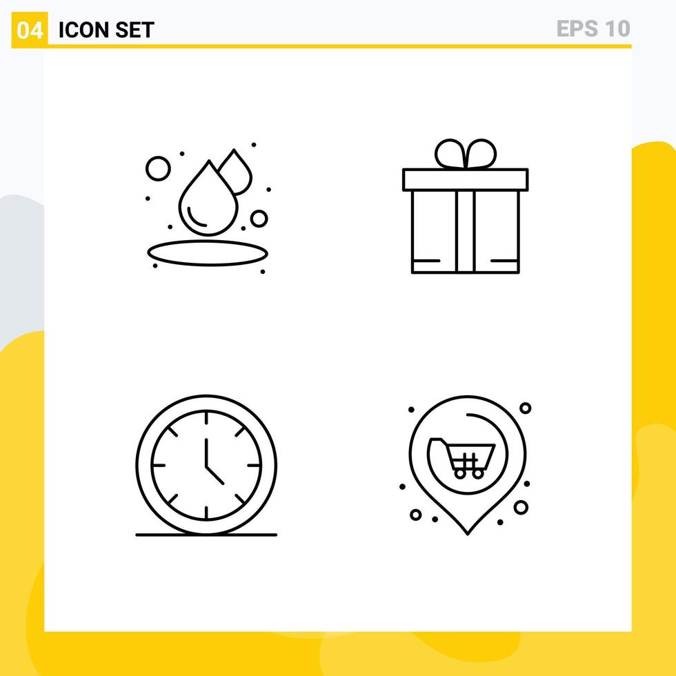 Mobile Interface Line Set of 4 Pictograms of drop web gift media next Editable Vector Design Elements